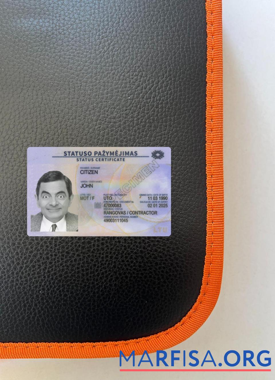 Blank Lithuania residence card 2022 present photolook front example